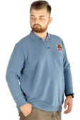 Mode XL Erkek Uzun Kol Polo Wild Soul Waffle 22449 Mavi thumbnail 2