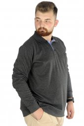 Mode XL Erkek Uzun Kol Polo Cepli İnterlok M 22460 Antramelanj - 2