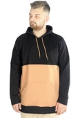 Mode XL Erkek Sweat Kapşon Parçalı Kanguru Cep 22527 Siyah thumbnail 1
