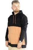 Mode XL Erkek Sweat Kapşon Parçalı Kanguru Cep 22527 Siyah thumbnail 2
