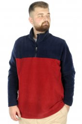 Mode XL Erkek Sweat Polo Yaka Yarım Fermuarlı Polar 22552 Lacivert - 1