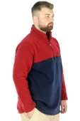 Mode XL Erkek Sweat Polo Yaka Yarım Fermuarlı Polar 22552 Bordo thumbnail 2