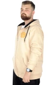 Mode XL Erkek Sweat Kapşonlu Fermuarlı Karmashek 22538 Bej thumbnail 2