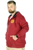 Mode XL Erkek Sweat Kapşonlu Fermuarlı Karmashek 22538 Bordo - 3