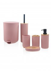 The Mia Stripe Banyo Seti Pembe 6 Parça - 1