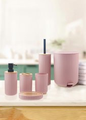 The Mia Stripe Banyo Seti Pembe 6 Parça - 2