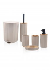 The Mia Stripe Banyo Seti Krem 6 Parça - 1