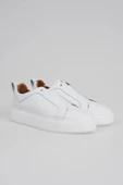 Hakiki Deri Erkek Lastik Bağ Detaylı Kalın Taban Sneaker - 4