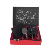 Hediye Seti Siyah Erkek Kol Saati -Carlino Cüzdan Kemer Ve Deri Bileklik - 1