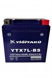 12 V 7 AH-AMPER YTX7L-BS MOTOSİKLET AKÜSÜ-YİĞİT AKÜ 2021/5 ÜRETİM - 1