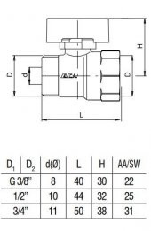 Eca 1/2" Mini Küresel Valf - Kırmızı Volanlı 102122028 - 2