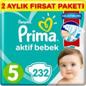 Prima Bebek Bezi Aktif Bebek 5 Beden 232 Adet Junior 2 Aylık Fırsat Paketi - 1