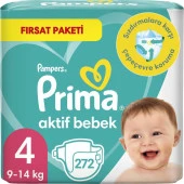 Prima Bebek Bezi Aktif Bebek 4 Beden 272 Adet 2 Aylık Fırsat Paketi - 1