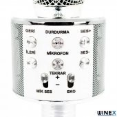 Global UsbA+TF Sd Kart+3.5mm Aux Girişli Bluetooth Karaoke Mikrofonu Gümüş WNE0146 - 2