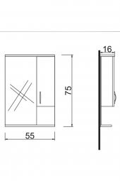 DENKO Akyazı 55 cm Mdf Lam Banyo Dolabı Üst Modül - 2