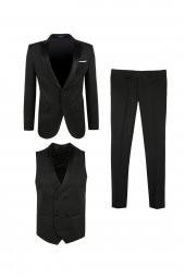 Süvari Normal Bel Slim Fit Siyah Erkek Takım Elbise TK3000400224 - 1