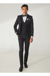 Süvari Normal Bel Slim Fit Siyah Erkek Takım Elbise TK3000400224 - 2