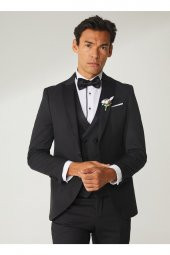 Süvari Normal Bel Slim Fit Siyah Erkek Takım Elbise TK3000400224 - 5
