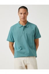 Basic Tişört Polo Yaka Düğme Detaylı - 1