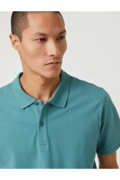 Basic Tişört Polo Yaka Düğme Detaylı - 2