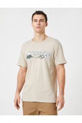 Slogan Baskılı Tişört Bisiklet Yaka Dar Kesim Pamuklu thumbnail 3