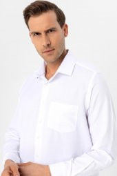 Köşeli Manşet Regular Armürlü Gömlek thumbnail 4