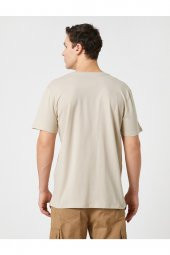 Slogan Baskılı Tişört Bisiklet Yaka Dar Kesim Pamuklu thumbnail 4