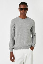 Erkek Gri Basic Kazak 3WAM70017HT - 3