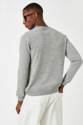 Erkek Gri Basic Kazak 3WAM70017HT - 4