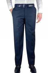 Bomonti Mavi Büyük Beden Erkek Keten Pantolon-6258 - 1