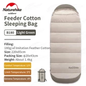 Naturehike Feeder B180 Cotton Uyku Tulumu -8°C Moss Green Left - 1