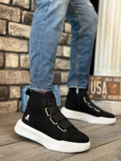 BA0142 Bantlı Erkek Yüksek Taban Siyah Spor Bot thumbnail 1