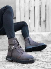 BA0080 Gladyatör Fermuarlı Tokalı Kahverengi Erkek Klasik Spor Klasik Yarım Bilek Bot thumbnail 1