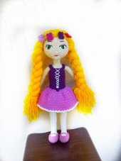 Sevimli Rapunzel Bebek Amigurumi Organik Oyuncak - 1