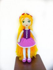 Sevimli Rapunzel Bebek Amigurumi Organik Oyuncak - 2