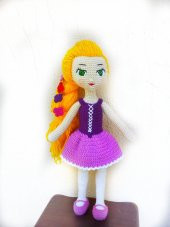Sevimli Rapunzel Bebek Amigurumi Organik Oyuncak - 3