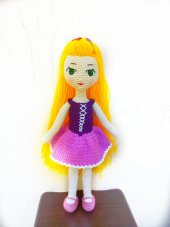 Sevimli Rapunzel Bebek Amigurumi Organik Oyuncak - 4
