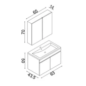 Teta Home Tokyo 65 CM Mdf Banyo Dolabı Seti  Antrasit-Beyaz - 5