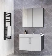 Teta Home Yalova 65cm Antrasit-Parlak Akrilik Beyaz MDF Banyo Dolabı Seti - 1