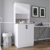 Teta Home Atlantik Çam- Beyaz  Çamaşır Makinesi Dolabı kapaklı + Kiler dolaplı - 2