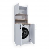Teta Home Atlantik Çam- Beyaz  Çamaşır Makinesi Dolabı kapaklı + Kiler dolaplı - 3