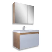 Teta Home Tokyo 65 CM Mdf Banyo Dolabı Seti  Teak-Beyaz - 1