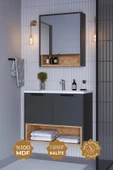 Teta Home Suva 65 Cm Mdf Banyo Dolabı Seti  Antrasit-Atlantik Çam - 1