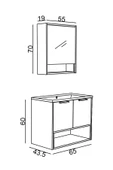 Teta Home Suva 65 Cm Mdf Banyo Dolabı Seti  Antrasit-Atlantik Çam - 4