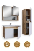Teta Home Napoli 80 cm Mdf Banyo Dolabı Seti + Boy Dolabı  Atlantik Çam-Beyaz - 2
