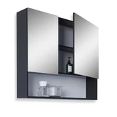 Teta Home Batum 80 Cm Mdf Banyo Aynalı Üst Dolap  Antrasit thumbnail 2