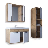 Teta Home Lizbon 80 cm Mdf Banyo Dolabı Seti ve Boy Dolabı  Atlantik Çam-Beyaz - 2