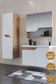 Teta Home Napoli 80 cm Mdf Banyo Dolabı Seti + Boy Dolabı  Atlantik Çam-Beyaz thumbnail 1