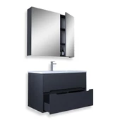 Teta Home Madrid 80 cm Mdf Banyo Dolabı Seti  Antrasit - 1