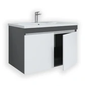 Teta Home Tokyo 80 cm Mdf Banyo Lavabolu Alt Dolap  Antrasit-Beyaz - 2